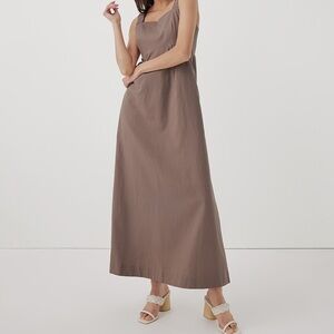 Pact Canopy Linen Blend Tank Dress - deep taupe